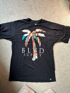 BLVD Black Short-Sleeve Tee with Colorful Palm Graphic